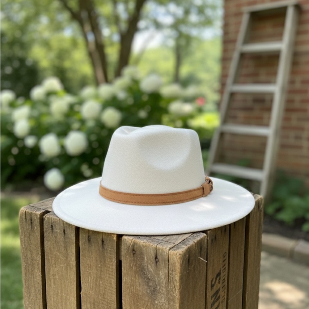 Chic Cream Fedora with Tan Band